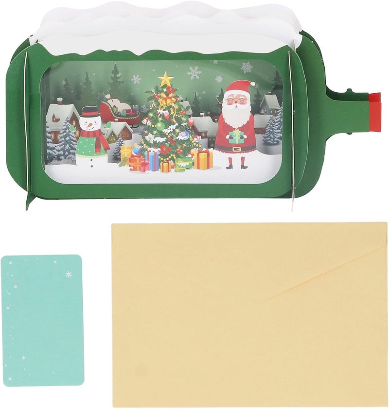 Tyenaza 3D Christmas Greeting Card, Christmas Drift Bottle Shape 3D Pop Up Holiday Blessing Message Card Gift, for Christmas Write Blessing - Image 1