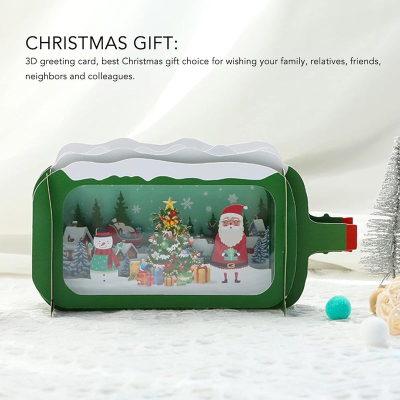 Tyenaza 3D Christmas Greeting Card, Christmas Drift Bottle Shape 3D Pop Up Holiday Blessing Message Card Gift, for Christmas Write Blessing - Image 5