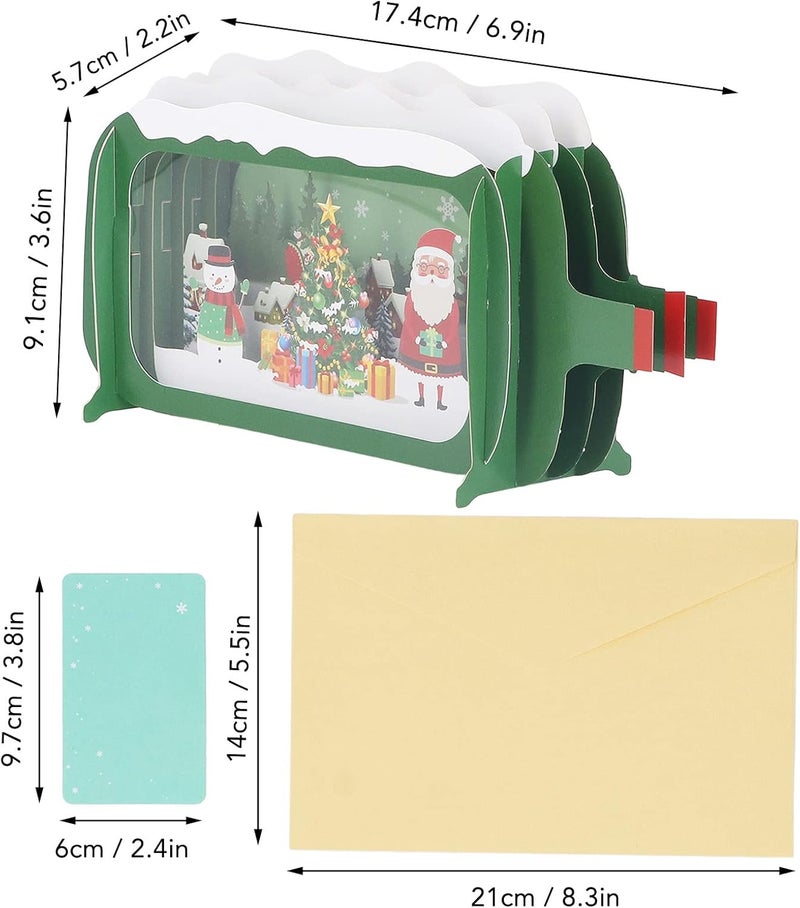 Tyenaza 3D Christmas Greeting Card, Christmas Drift Bottle Shape 3D Pop Up Holiday Blessing Message Card Gift, for Christmas Write Blessing - Image 2