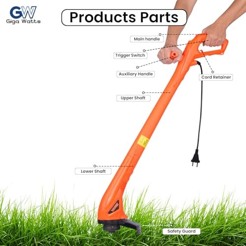 Gigawatts 400W Corded Grass Trimmer 22cm Cutting Diameter Portable Electric String Cutter Machine with Twin Line Bump Feed Spool Compatible with 0.9mm Trimmer-Line for Lawn Edges Trimming Garden Patio - Image 2