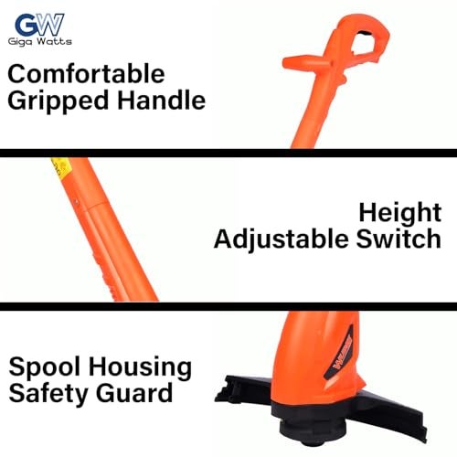 Gigawatts 400W Corded Grass Trimmer 22cm Cutting Diameter Portable Electric String Cutter Machine with Twin Line Bump Feed Spool Compatible with 0.9mm Trimmer-Line for Lawn Edges Trimming Garden Patio - Image 4