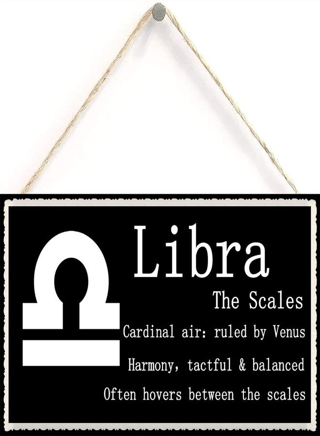 Henntile Libra The Scales - Beautiful Spiritual Gift Astrology Sign of The Zodiac Plaque 6 inch by 12 inch Hanging Sign, Decorative Wood Sign Home Decor,Wall Art - Image 1