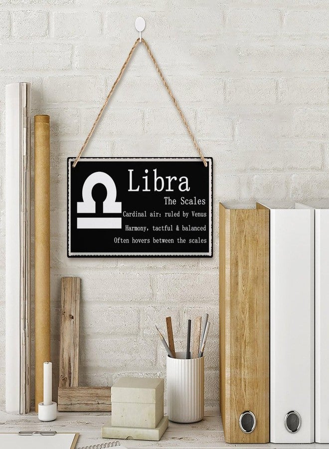 Henntile Libra The Scales - Beautiful Spiritual Gift Astrology Sign of The Zodiac Plaque 6 inch by 12 inch Hanging Sign, Decorative Wood Sign Home Decor,Wall Art - Image 3
