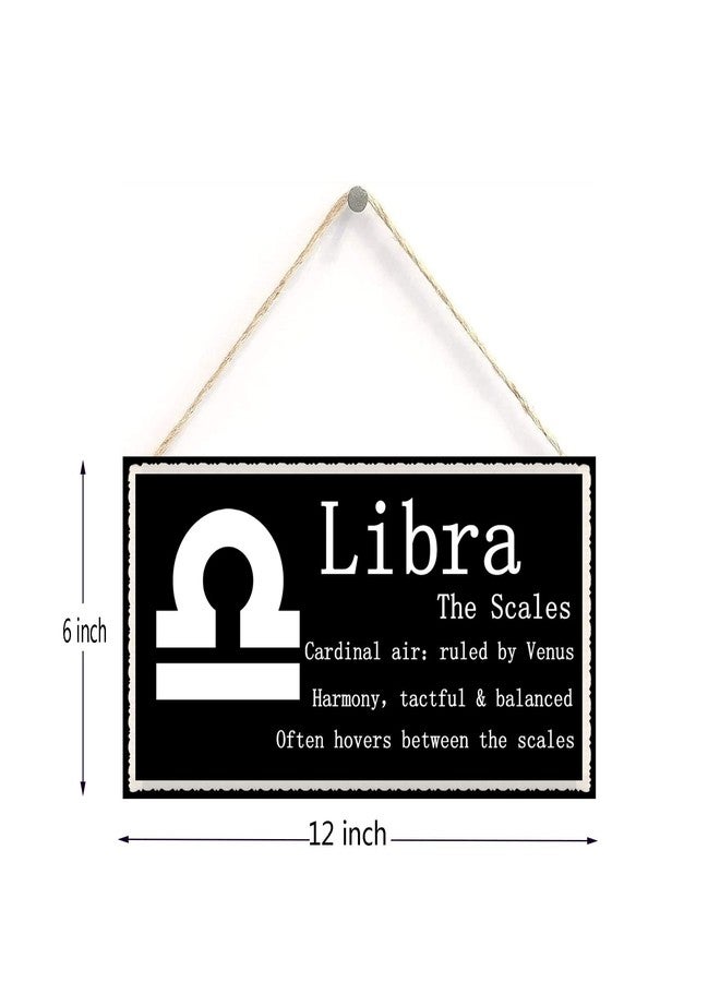 Henntile Libra The Scales - Beautiful Spiritual Gift Astrology Sign of The Zodiac Plaque 6 inch by 12 inch Hanging Sign, Decorative Wood Sign Home Decor,Wall Art - Image 2