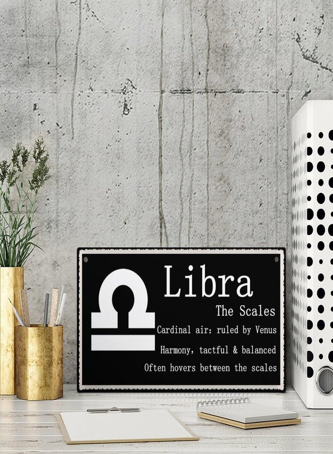 Henntile Libra The Scales - Beautiful Spiritual Gift Astrology Sign of The Zodiac Plaque 6 inch by 12 inch Hanging Sign, Decorative Wood Sign Home Decor,Wall Art - Image 4