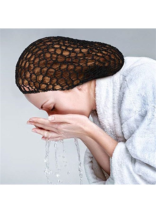 Giugu 3 Pieces Mesh Hair Net Rayon Crochet Hair Nets Knit Snood Hat Crocheted Sleep Cap (Black, Sky Blue, Pink)