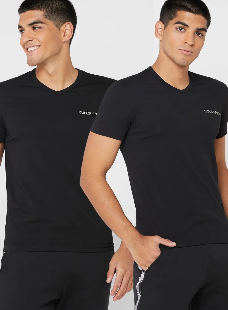 EMPORIO ARMANI 2 Pack Logo V-Neck T-Shirt