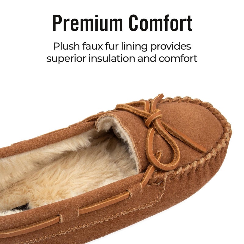 Clarks Women's Suede Moc Indoor and Outdoor Slipper (7 W US, Cognac) - Image 2