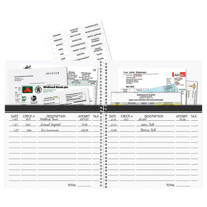 Current By The Sea Bill Paying Organizer Book - 9" x 12â€ Personal Account Book, Spiral Bound, 14 Storage Pockets, 32 Label Stickers, Monthly Finance & Payment Management Tracker for Home & Office - Image 2