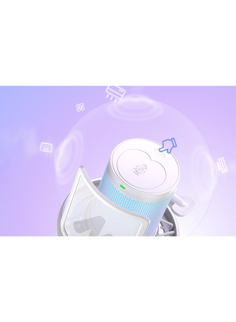 MAONO DM40 Pro Wireless Microphone for Streaming, Gaming & Content Creation | Condenser Mic with AI Noise Cancellation, AI Voice Changer, RGB Lighting & Up to 75 Hours Battery Life | Ideal for Podcasting, YouTube and Gaming | White - Image 4