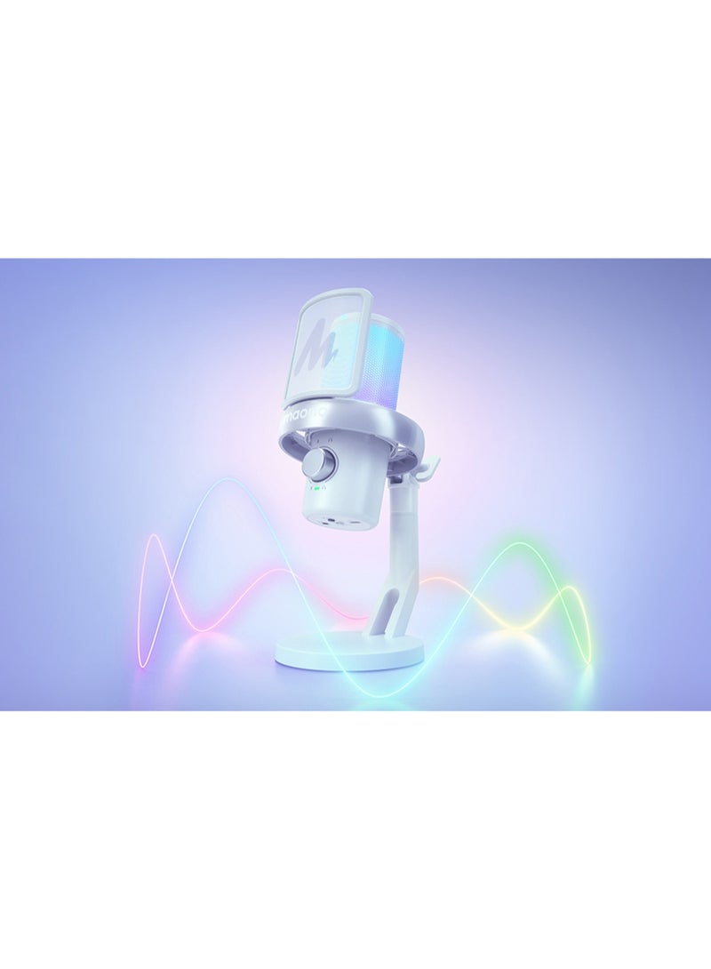 MAONO DM40 Pro Wireless Microphone for Streaming, Gaming & Content Creation | Condenser Mic with AI Noise Cancellation, AI Voice Changer, RGB Lighting & Up to 75 Hours Battery Life | Ideal for Podcasting, YouTube and Gaming | White - Image 5