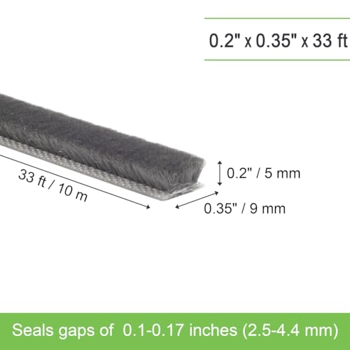 YOCCEK Self-Adhesive Weather Stripping Seal for Doors & Windows – Soundproof Insulation Gap Filler for Sliding, Exterior, Front, and Jamb Frames – 0.2" x 0.35" x 33 ft, Gray - Image 2
