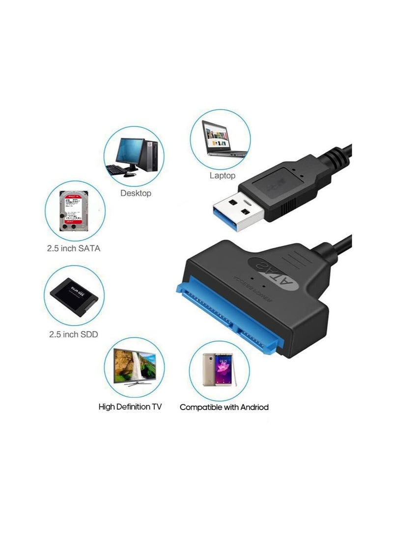 FUJISHKA USB 3.0 to SATA 2.5” HDD/SSD Drive Reader Cable Adapter for External Hard Disk, 25cm, Black - Image 5