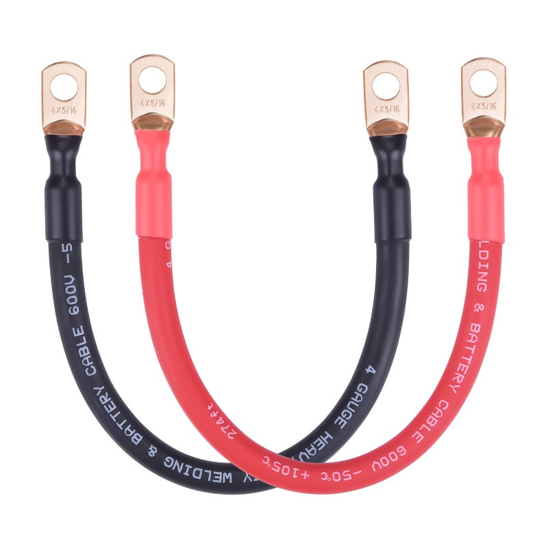 iGreely 4 Gauge Battery CableFlexible 4 AWG Pure Copper Battery Power Cables with 516 Lugs Heavy Duty Welding Wire for Solar Automotive RV MarineDIY for Replacement Parts Accessories 1ft30cm - Image 3
