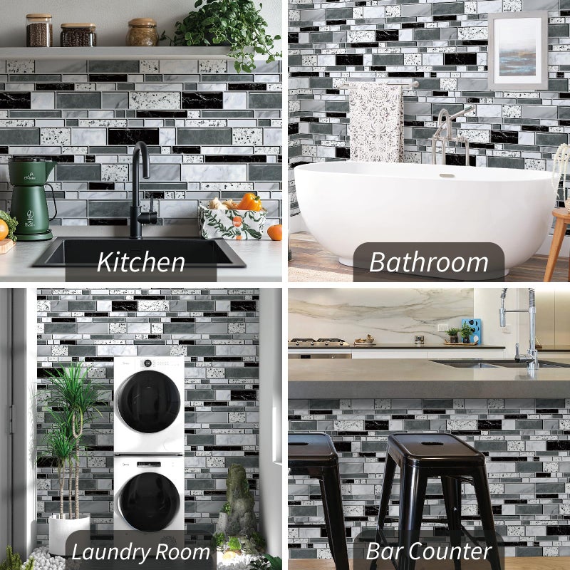 WENMER Peel and Stick Backsplash Wallpaper, Kitchen Backsplash Wallpaper, Kitchen Peel and Stick Wall Paper, Tile Contact Paper for Countertop, Bathroom 17.7"x 78.7" - Image 4
