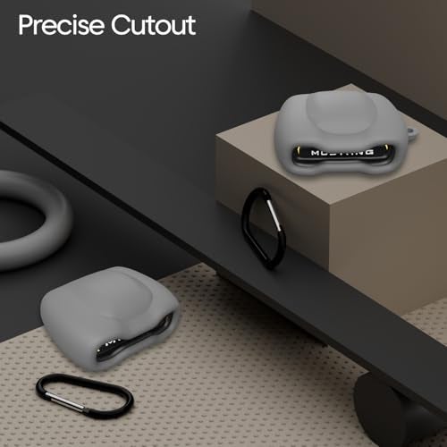 Sounce Earphone Case Cover Compatible for Boult x Mustang Torq TWS Earbuds, Soft Silicone Skin Case Cover Shock-Absorbing Protective Case with Keychain [Front LED Visible] (Grey) - Image 2