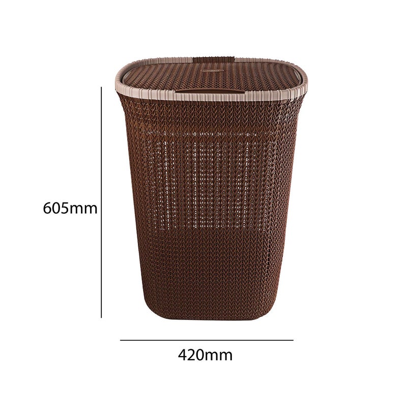 Cello Creta Laundry Bag/Basket with lid, Dark Brown, 50 Ltrs., Plastic - Image 5