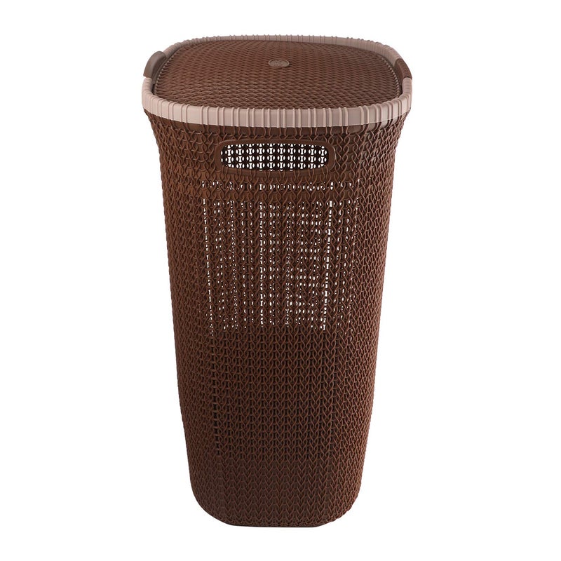 Cello Creta Laundry Bag/Basket with lid, Dark Brown, 50 Ltrs., Plastic - Image 4