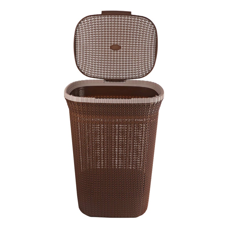 Cello Creta Laundry Bag/Basket with lid, Dark Brown, 50 Ltrs., Plastic - Image 3