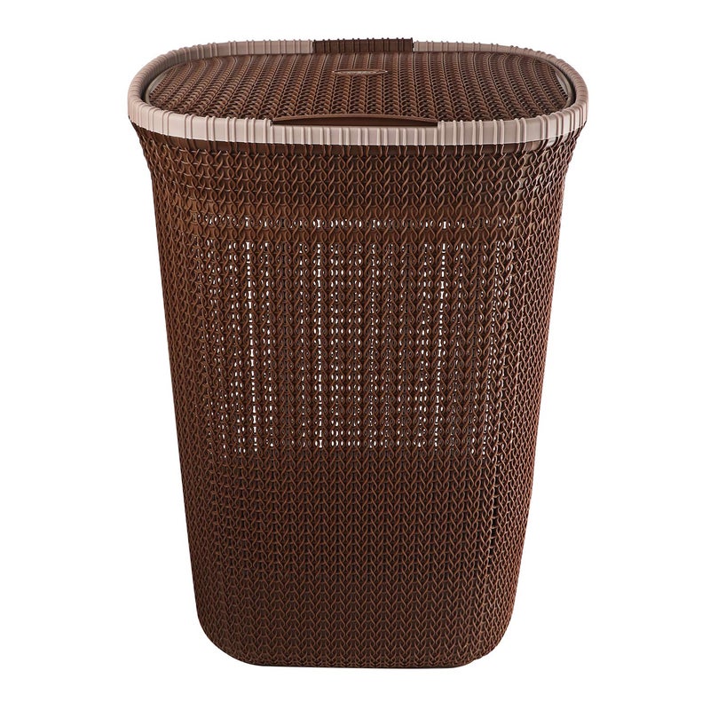 Cello Creta Laundry Bag/Basket with lid, Dark Brown, 50 Ltrs., Plastic - Image 2