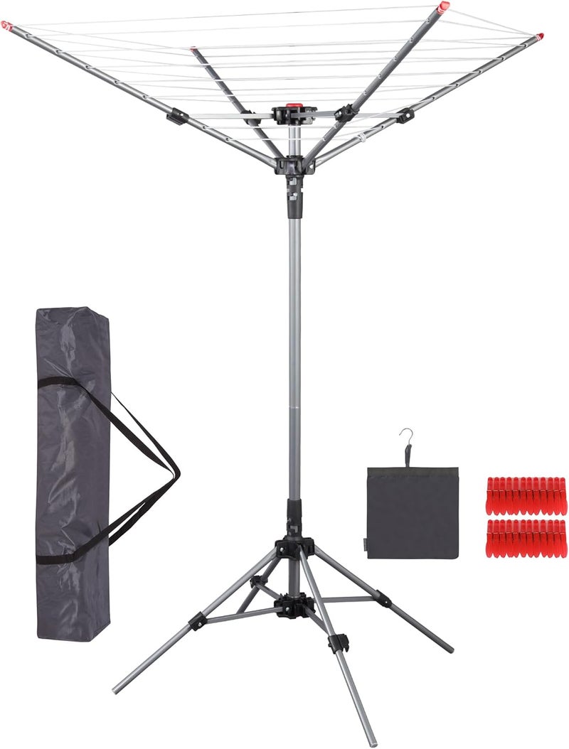 STORAGE MANIAC Portable Umbrella Clothes Drying Rack 8 Lines with 82 Feet Drying Space, Steel Frame & Adjustable Height, 4-arm Umbrella Clothesline for Laundry, Collapsible Indoor & Outdoor Drying - Image 1