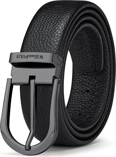 وليام بولو Stylish Italian Belt with Black Metal Buckle