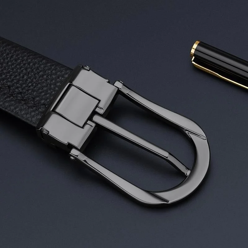 وليام بولو Stylish Italian Belt with Black Metal Buckle