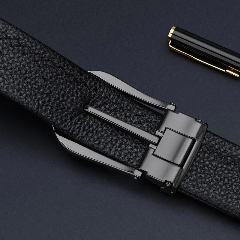 وليام بولو Stylish Italian Belt with Black Metal Buckle