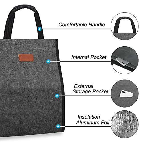 Femuar Lunch Bags for Women Insulated Reusable Lunch Tote with Internal Pocket, Lunch Tote bag for Work (Charcoal Grey - Image 3