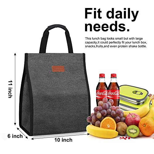 Femuar Lunch Bags for Women Insulated Reusable Lunch Tote with Internal Pocket, Lunch Tote bag for Work (Charcoal Grey - Image 2