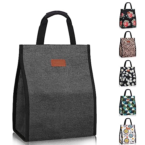 Femuar Lunch Bags for Women Insulated Reusable Lunch Tote with Internal Pocket, Lunch Tote bag for Work (Charcoal Grey - Image 1
