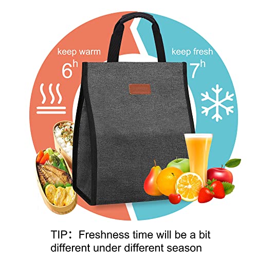 Femuar Lunch Bags for Women Insulated Reusable Lunch Tote with Internal Pocket, Lunch Tote bag for Work (Charcoal Grey - Image 4