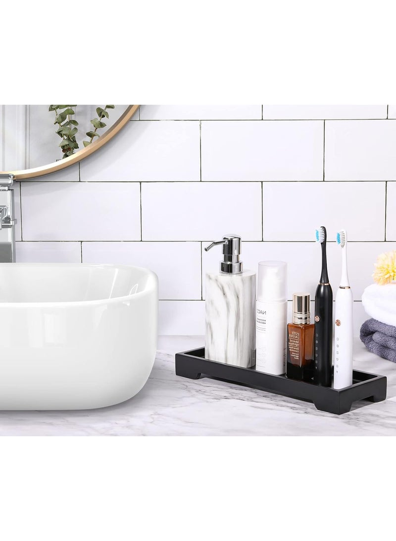 Rectangular Resin Vanity Tray | Bathroom Countertop & Toilet Tank Organizer | Decorative Storage Tray for Soap, Candles, Tissues & Toiletries | Black - Image 2