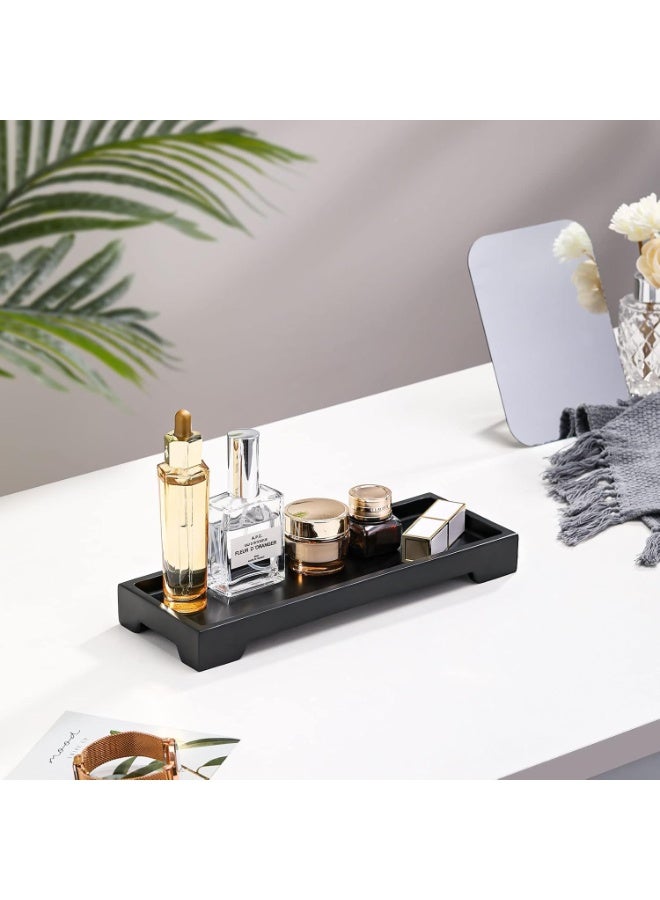Rectangular Resin Vanity Tray | Bathroom Countertop & Toilet Tank Organizer | Decorative Storage Tray for Soap, Candles, Tissues & Toiletries | Black - Image 4