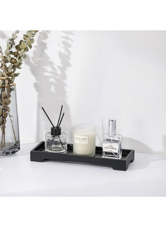 Rectangular Resin Vanity Tray | Bathroom Countertop & Toilet Tank Organizer | Decorative Storage Tray for Soap, Candles, Tissues & Toiletries | Black - Image 5