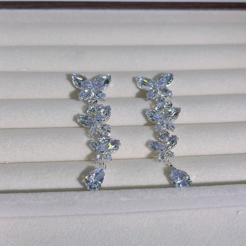 Fashion Zircon Necklace and Earrings Set for Brides, Wedding Dress Accessories, Instagram Style Jewelry - Image 3