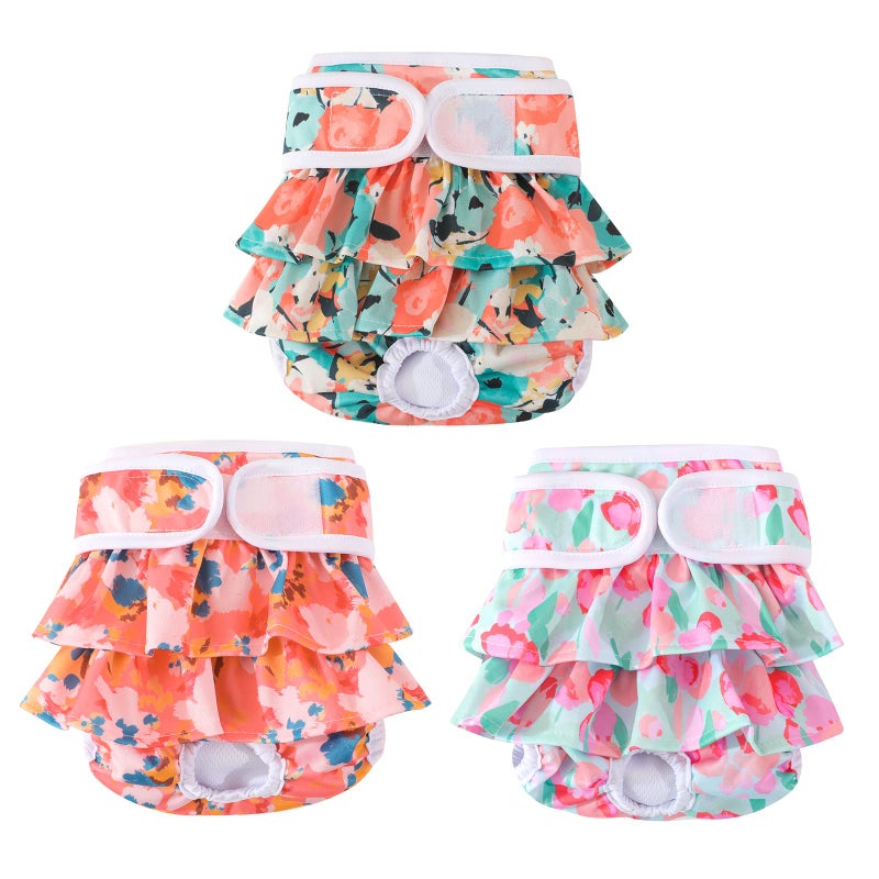 Mengelina Washable Dog Diapers Female 3 Pack Reusable Highly Absorbent Doggie Diapers, Flexible Doggy Diapers Female Durable Leak-Proof Diapers for Dog Period Heat Incontinence Potty Training, Medium - Image 1
