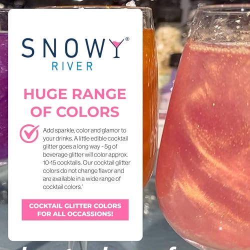 Snowy River تألق كوكتيل نهر الثلج - جليتر مشروبات صالح للأكل طبيعي بالكامل للكوكتيلات، النبيذ، الشمبانيا والصودا، مثالي للحفلات أو لرش الكعك (4 جرام، ذهب وردي) - Image 4