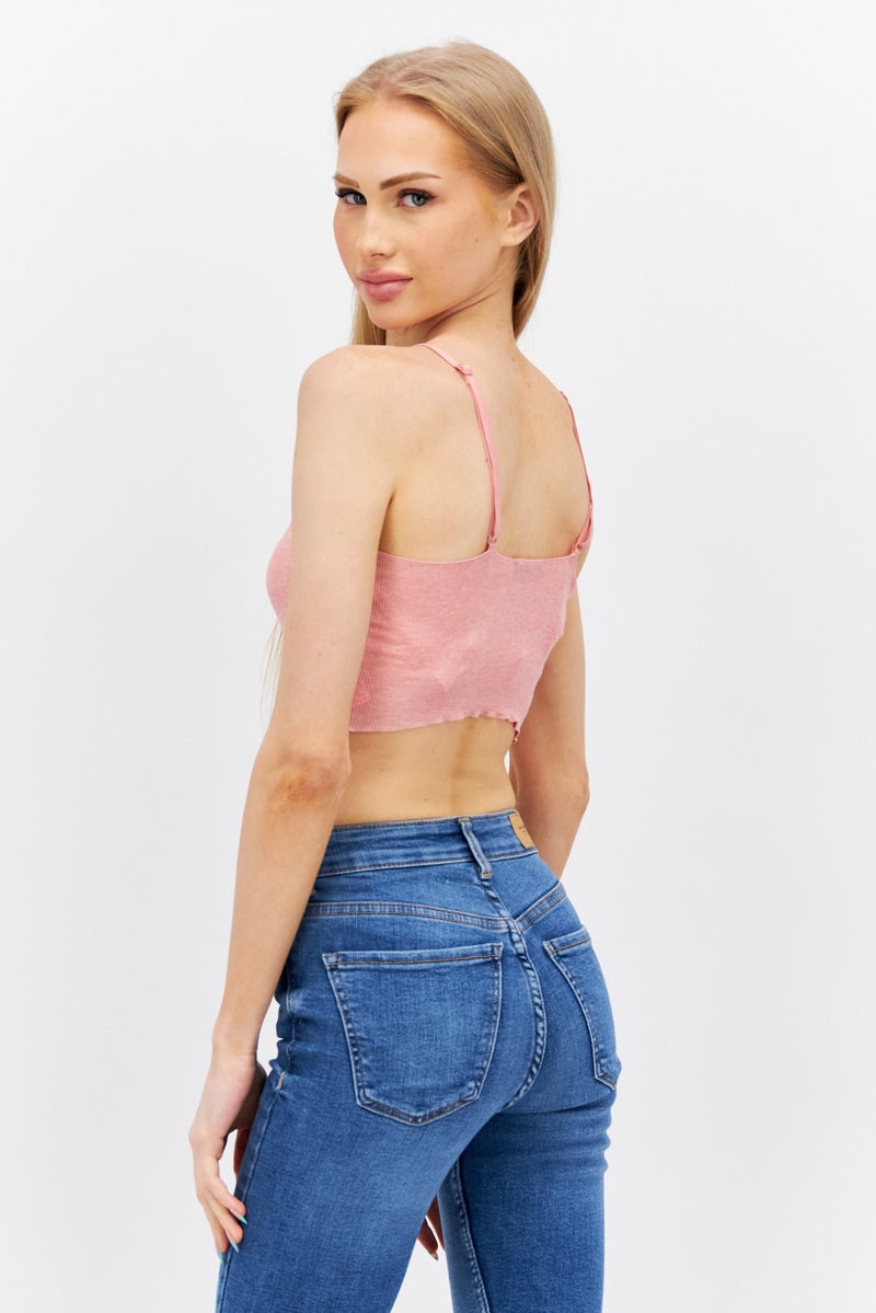 Etam Women Scoop Neck Sleeveless Solid Top, Pink  - Image 2