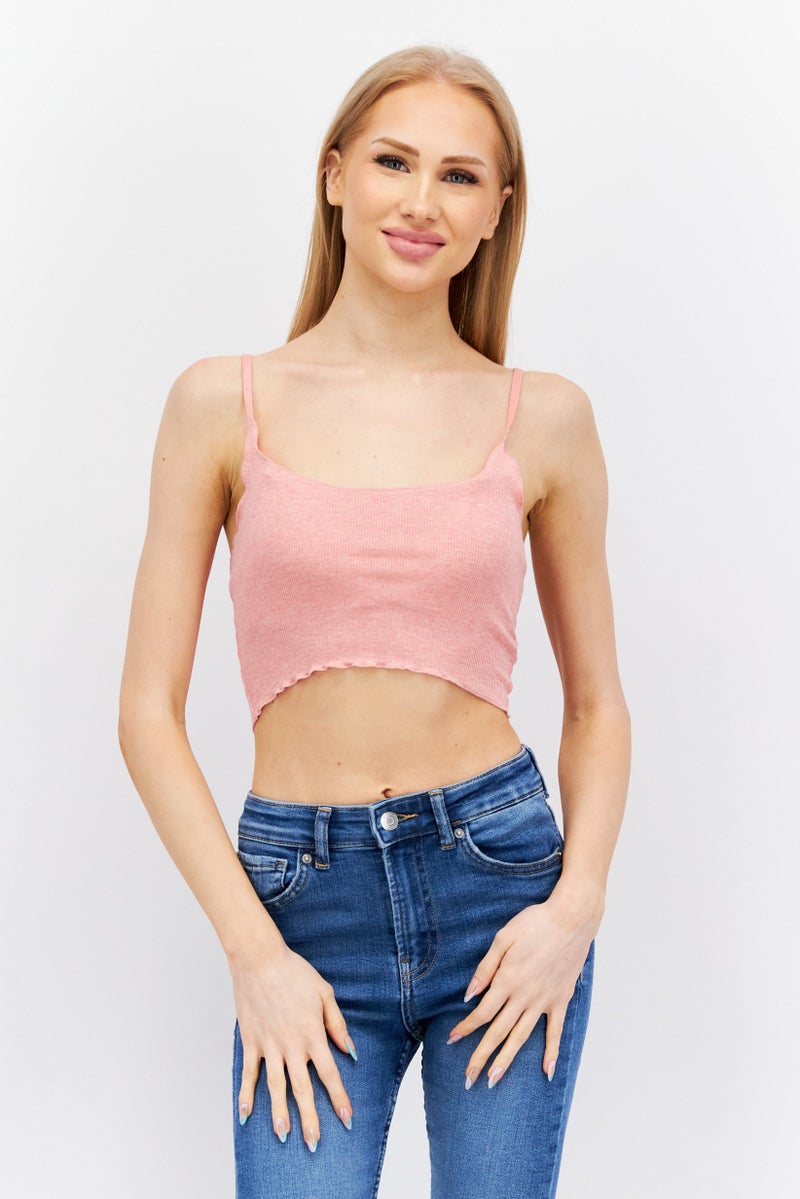 Etam Women Scoop Neck Sleeveless Solid Top, Pink  - Image 1