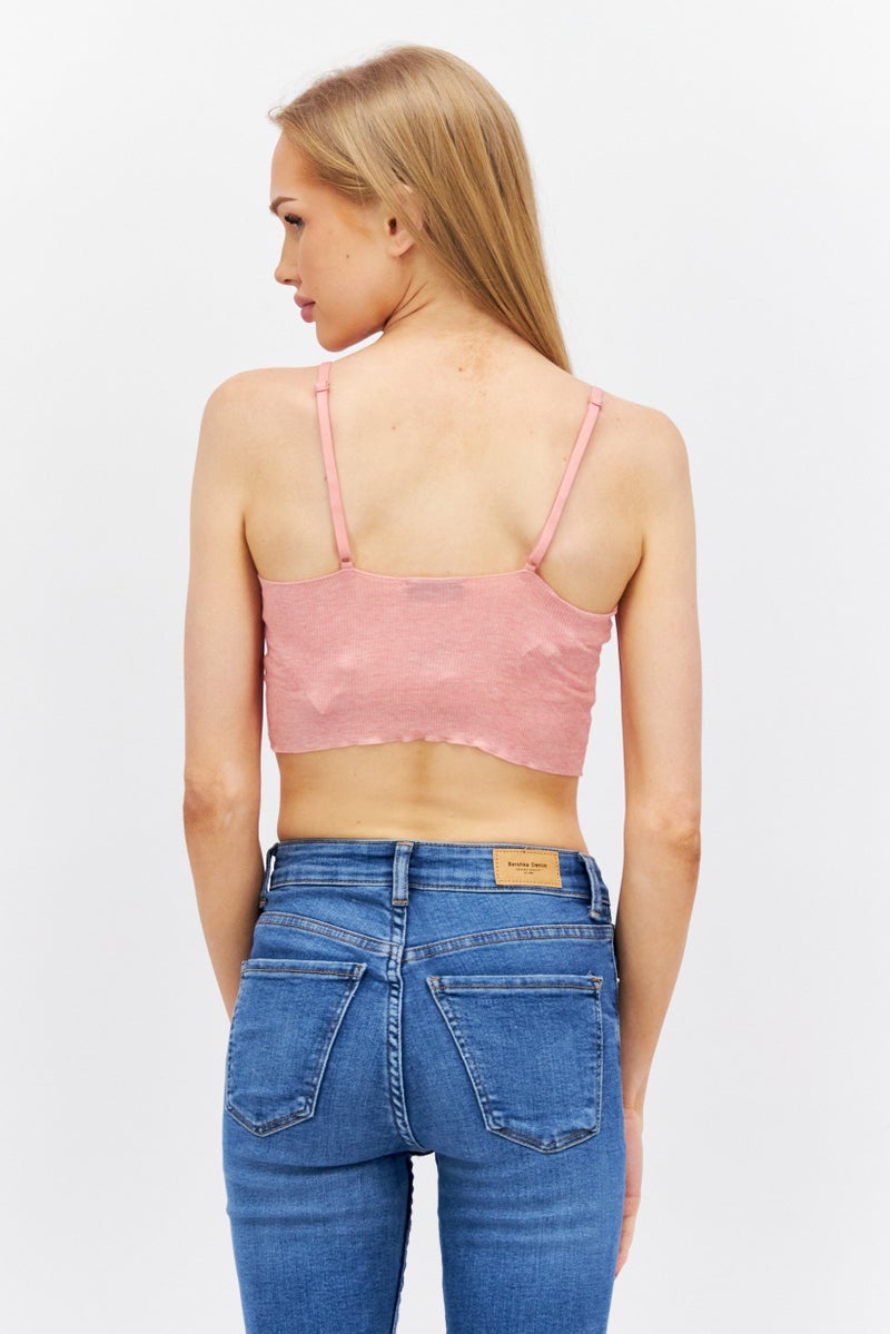 Etam Women Scoop Neck Sleeveless Solid Top, Pink  - Image 3