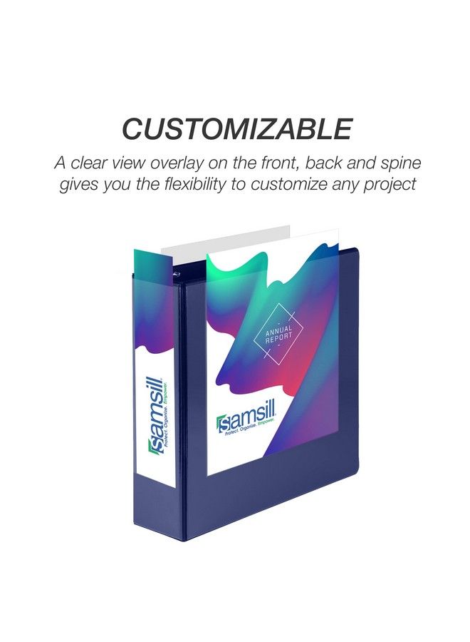 Samsill مجلد متين بحجم 3 إنش مصنوع في الولايات المتحدة، مجلد حلقة D قابل للتخصيص، مجلد شفاف، أزرق، عبوة 4، كل واحد يحمل 625 صفحة - Image 5