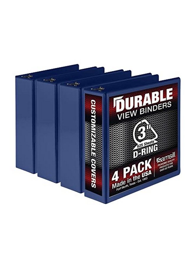 Samsill مجلد متين بحجم 3 إنش مصنوع في الولايات المتحدة، مجلد حلقة D قابل للتخصيص، مجلد شفاف، أزرق، عبوة 4، كل واحد يحمل 625 صفحة - Image 1