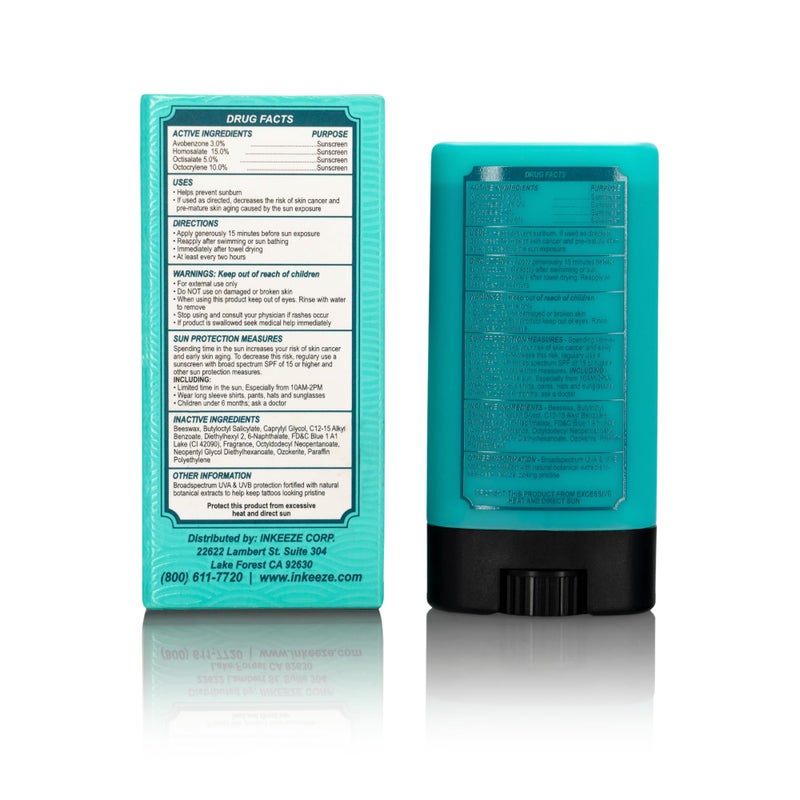 INK-EEZE Tattoo Sunscreen Stick SPF 50, Ink Shield, UVA/UVB Blocking, Dries Clear, Ozone Reef Friendly, Vegan, Made in USA, Coconut, 0.5oz Stick - Image 3