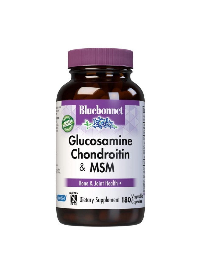 Bluebonnet Nutrition Glucosamine Chondroitin Plus Msm Glucosamine Chondroitin Sulfate Vitamin C & Optimsm Bone & Joint Health Non Gmo Gluten Free Soy Free Milk Free 180 Vegetable Capsules - Image 1