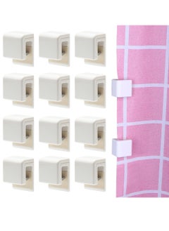 Excefore Shower Curtain Splash Clips, 12 Pcs Self Adhesive Shower Curtain Clips, Self Adhesive Shower Curtain Weight Clip, for Shower Hanging Camper Home Decoration Indoor and Outdoor  - Image 1