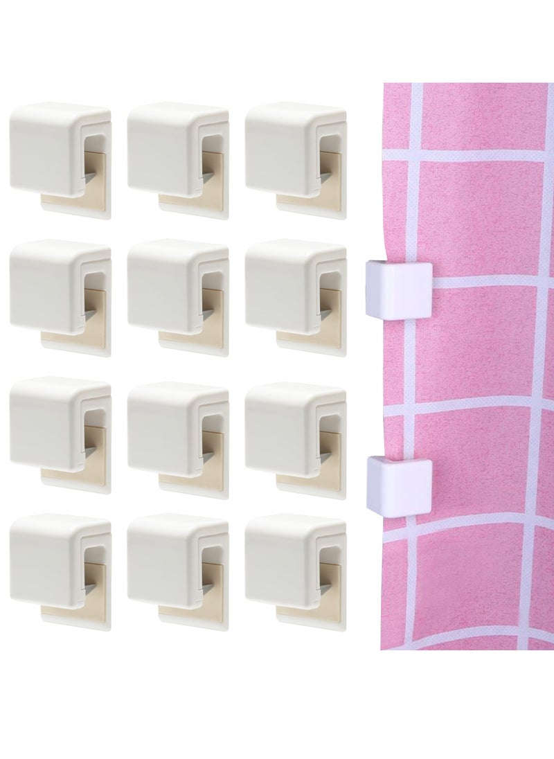 Excefore Shower Curtain Splash Clips, 12 Pcs Self Adhesive Shower Curtain Clips, Self Adhesive Shower Curtain Weight Clip, for Shower Hanging Camper Home Decoration Indoor and Outdoor  - Image 1