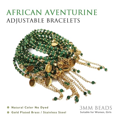 Morchic 3mm African Aventurine Tiny Beads Bracelet for Women, Adjustable 7.1" Dainty Handmade Energy Gem Jewelry, Birthday Gift - Image 3