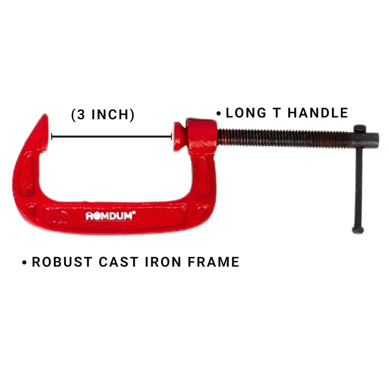 Homdum Heavy Duty G Clamp | C Type Clamping Tool | Set of 4 Pieces (3 inch) - Image 5