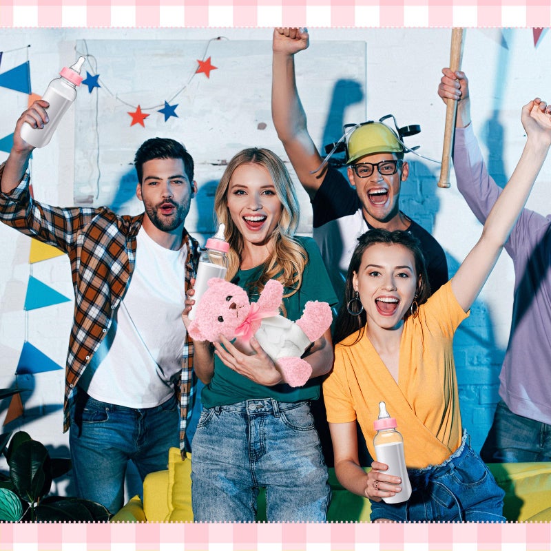 Yearntown 6 Set Bottle Chug Pink Baby Shower Games Bear Blindfolded Diaper Changing Games Kits Plastic Bottles Disposable Diapers Blindfold Eye Masks Bear Baby Shower Party Guest Gifts - Image 3